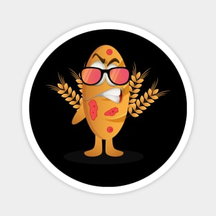 Funny Wheat Angry Cartoon Character With Sunglass Magnet